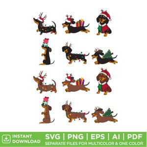 Dackel Bundle Weihnachten SVG-Dateien | Weihnachtsdackel | PNG-Datei