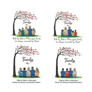 Side by side miles apart family love Machine embroidery design / Father mother with kids love