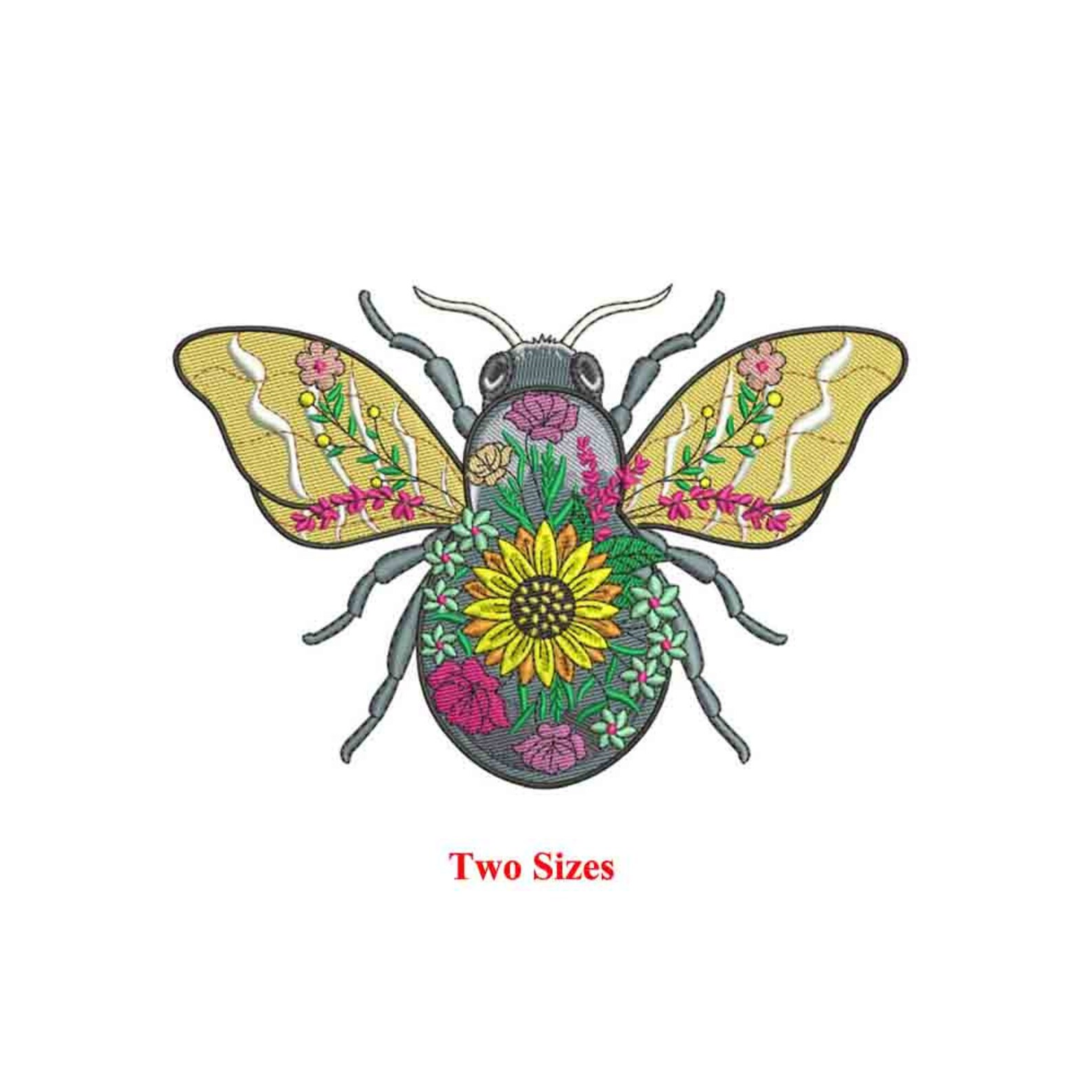 Floral Bee Machine Embroidery Design / Floral Flower Bee Etsy