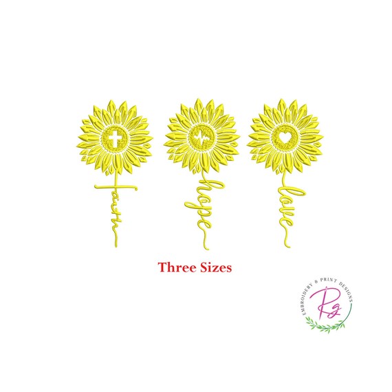 Faith love hope sunflower machine jessecmault jessecmault  etsy