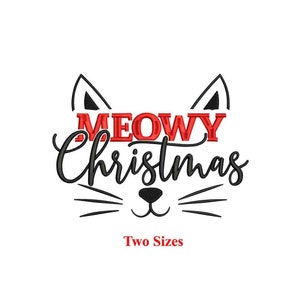 Desenho de bordado de Natal Meowy | Natal de gato | Desenho de gato de Natal alegre Meowy | Ponto de amante de animais de estimação de férias