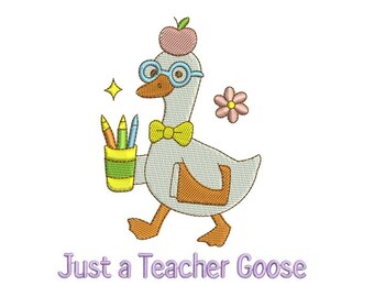 Teacher Goose Machine Embroidery Design | Back to School (Instant Download)