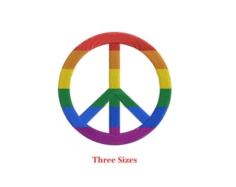 Rainbow Peace Machine embroidery design / Peace Sign / Rainbow Colors / LGBT pride / Three sizes