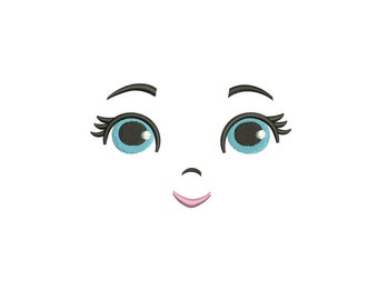 Cute Doll Face Machine Embroidery Design (4x4)