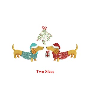 Dachshund Christmas Embroidery Design – Festive Dog Lover&#39;s Delight | 4x4 & 5x7 Hoops