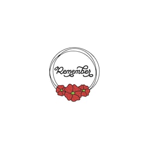 Poppy flower Remember Wreath Machine Embroidery design / Poppy flower wreath / Monogram