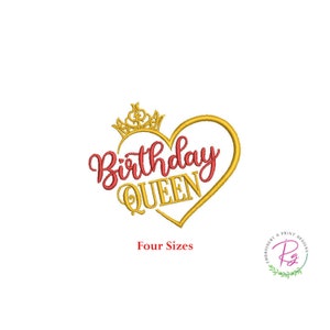 Birthday queen Machine embroidery design / birthday heart / queen / crown / Birthday Queen /