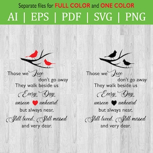 Degenen die houden van gaan niet weg, ze lopen elke dag naast SVG Cut-bestand / Remembrance Quotes / Memory Cardinal Circuit-bestand