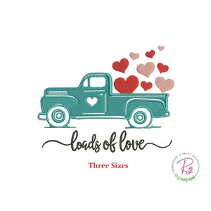 Diseño de bordado de camión del amor de San Valentín (descarga digital)