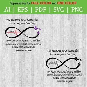 The moment your beautiful heart stopped beating remembrance memory saying SVG Circuit / Dad memory saying / PNG file