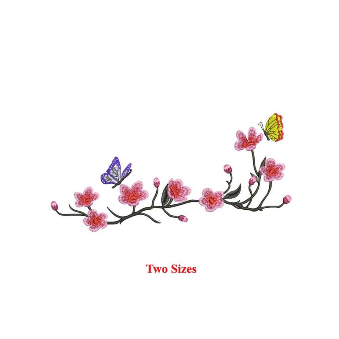 Cherry Blossom Japanese Sakura Branch Machine Embroidery Design ...