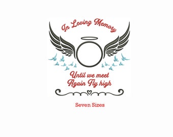 Loving Memory Remememberence Machine embroidery design / Until we meet again fly high / Angel wings /Birds flying