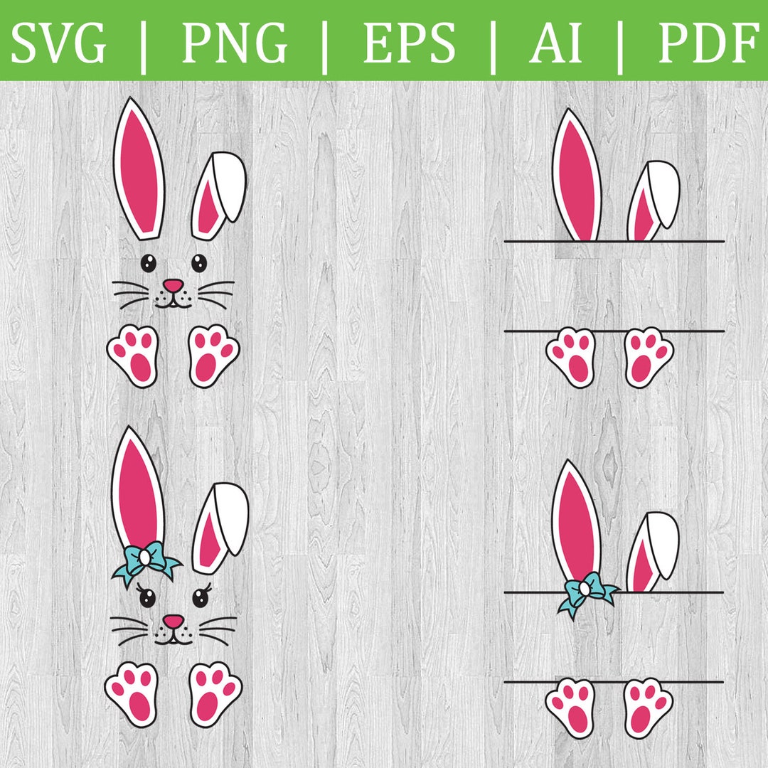 Easter Bunny Monogram SVG, PNG - Girl & Boy Bunny Face (digital ...