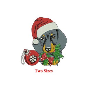 Desenho de bordado à máquina de Natal Dachshund / Feliz Natal Dachshund / Feliz Natal