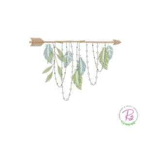 Bohemian Feather Embroidery design / Embroidery Machine / Boho Arrow design / Feather Bead / Floral Arrow Feathers / Bead Feathers /Arrow