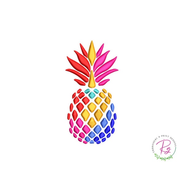 Pineapple Embroidery /Machine Embroidery/ Pineapple Frame Design / Colour Pineapple /Cute pineapple