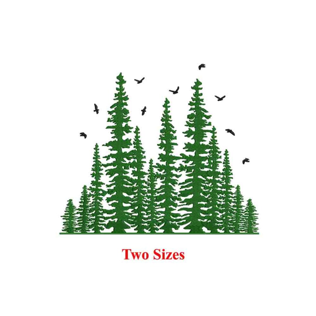 Pine Tree Embroidery Design With Birds (digital Download) - Etsy