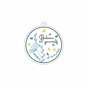 Believe in yourself ornament  Machine embroidery design / Dandelion flower / Believe / Wild flowers