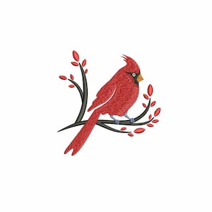 Cardinal Bird on branches Machine embroidery design / Cardinal bird