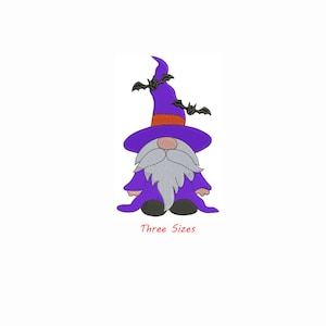 Gnome Witch Hat with Bat Halloween Machine embroidery design / Halloween Gnome bat / Gnome Witch Hat