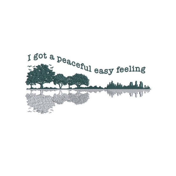 Tengo un árbol de sensación pacífica y fácil Diseño de bordado de la máquina de violín / Mente pacífica / Árboles