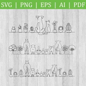 Bauernhof Tier Linie Kunst Kaktus & Baum SVG Schaltung Datei / Tier Linie Kunst / Kaktus /PNG Datei /