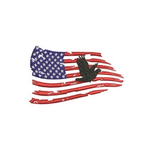 Distressed USA Vlag chukar vogel Machine borduurwerk ontwerp / USA Bird / USA Vlag