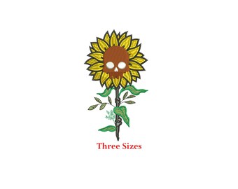 Sunflower Skull Machine Embroidery Design | Floral Skull (Instant Download)