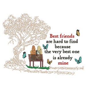 Best Friends Machine Embroidery Design (5x7 Inch) (Digital Download)