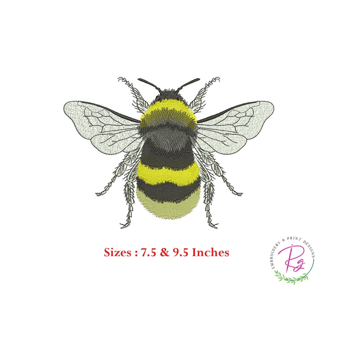 Bumble Bee Machine Embroidery Design (7.5 & 9.5 Inch) (digital Download ...