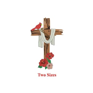 Holy Cross cardinal with cardinal bird Machine Embroidery design / Remembrance / Condolence / Religious