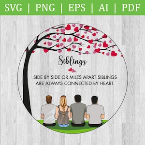 Geschwister Schwester und Bruder Ornament nebeneinander SVG-Datei / drei Brüder / drei Brüder & eine Tochter /PNG