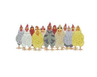 Chicken bundle sketch pattern Machine embroidery design / Chicken farming / Chicken