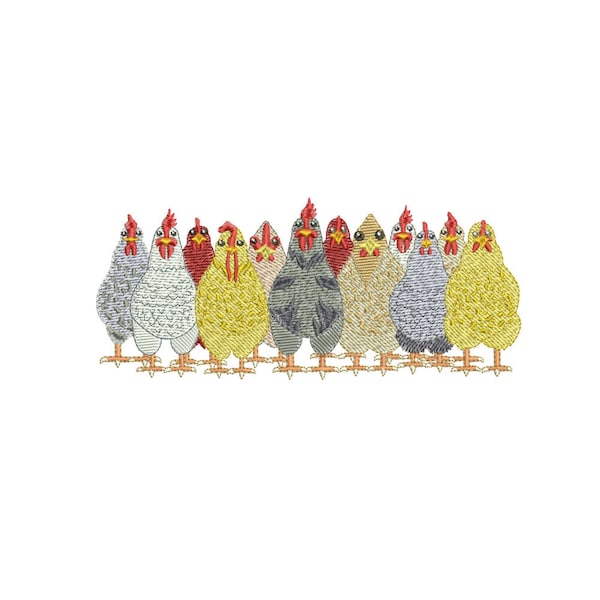 Motif de croquis de ballot de poulet Motif de broderie machine / Élevage de poulet / Poulet