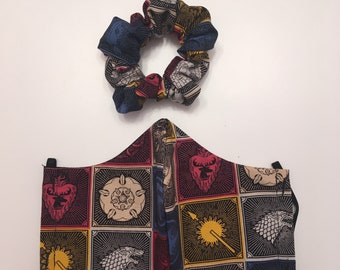 Game of Thrones Face Mask and Matching Hair Tie Scrunchie