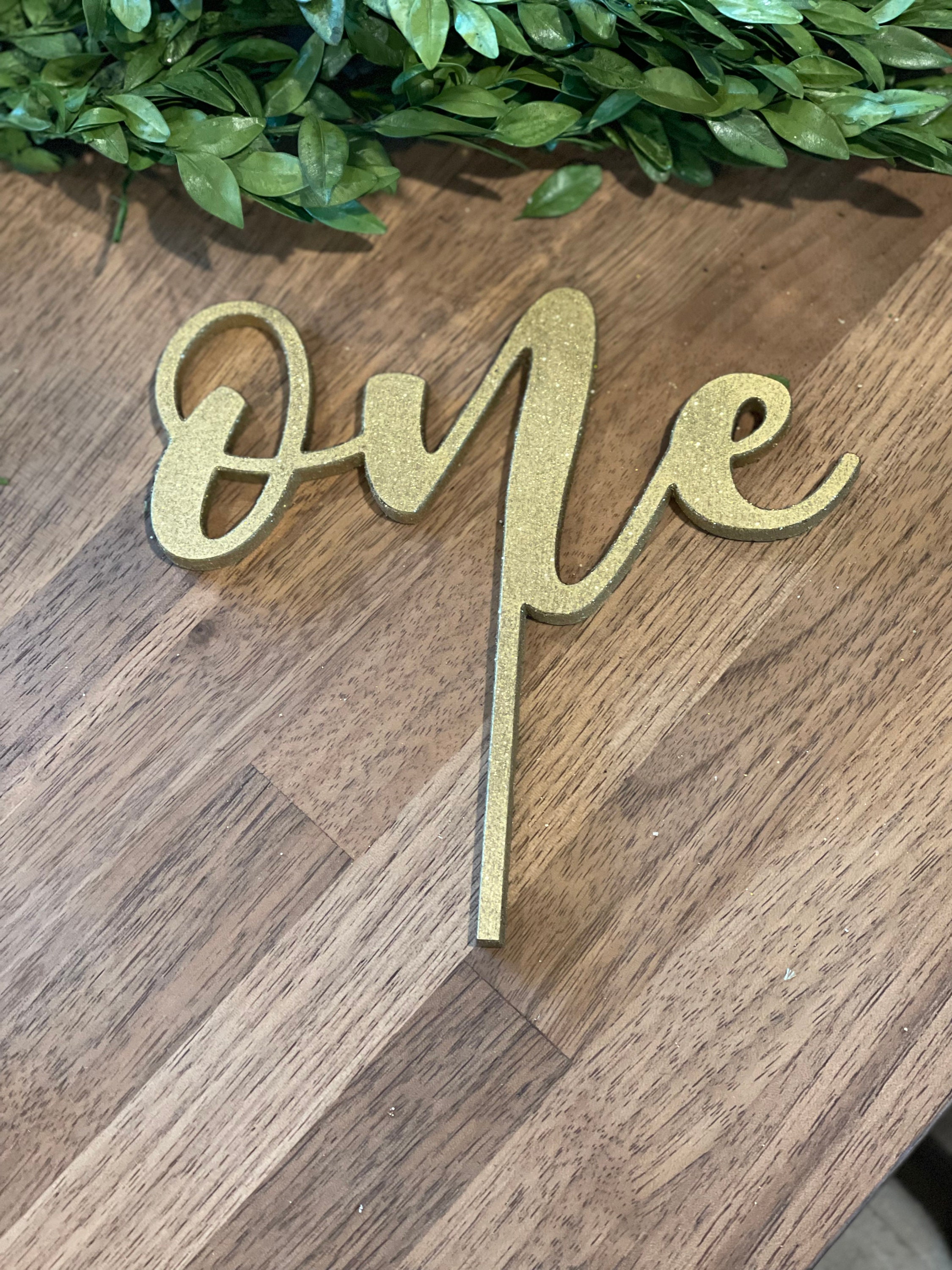 Birthday Cake Topper - Gold Glitter One Year Old Birthday Party- Baby ...