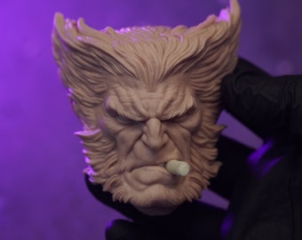 Comic book inspired Bust magnet Sculpture, Hand sculpted, MAGNETS ATTACHED, Flesh Color/gray cast resin color