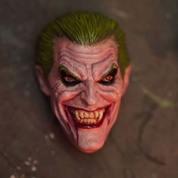 handmade sculpture bust, hand painted sculpture art, hand painted Joker Dracula Clown