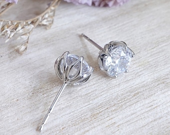 1.00 Carat Cubic Zirconia / Sterling Silver 925 Earrings / Rhodium plated Nickel-Free / MadDuckJewels ER2104