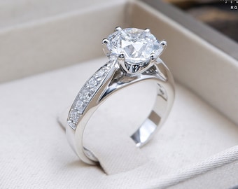2.00 Cts Cubic Zirconia / Sterling Silver 925 Ring / Rhodium plated Nickel-Free / MadDuckJewels RG2026