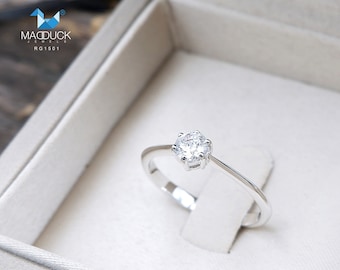 0.23 Cts Cubic Zirkonia / Sterling Silber 925 Ring / Rhodiniert Nickel-Frei / MadDuckJewels RG1501