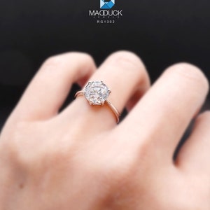 Round Solitaire Ring, Wedding Ring, Engagement Ring, Anniversary Ring, Cubic Zirconia Ring, Statement Ring, Gift for Wife, Gift for her