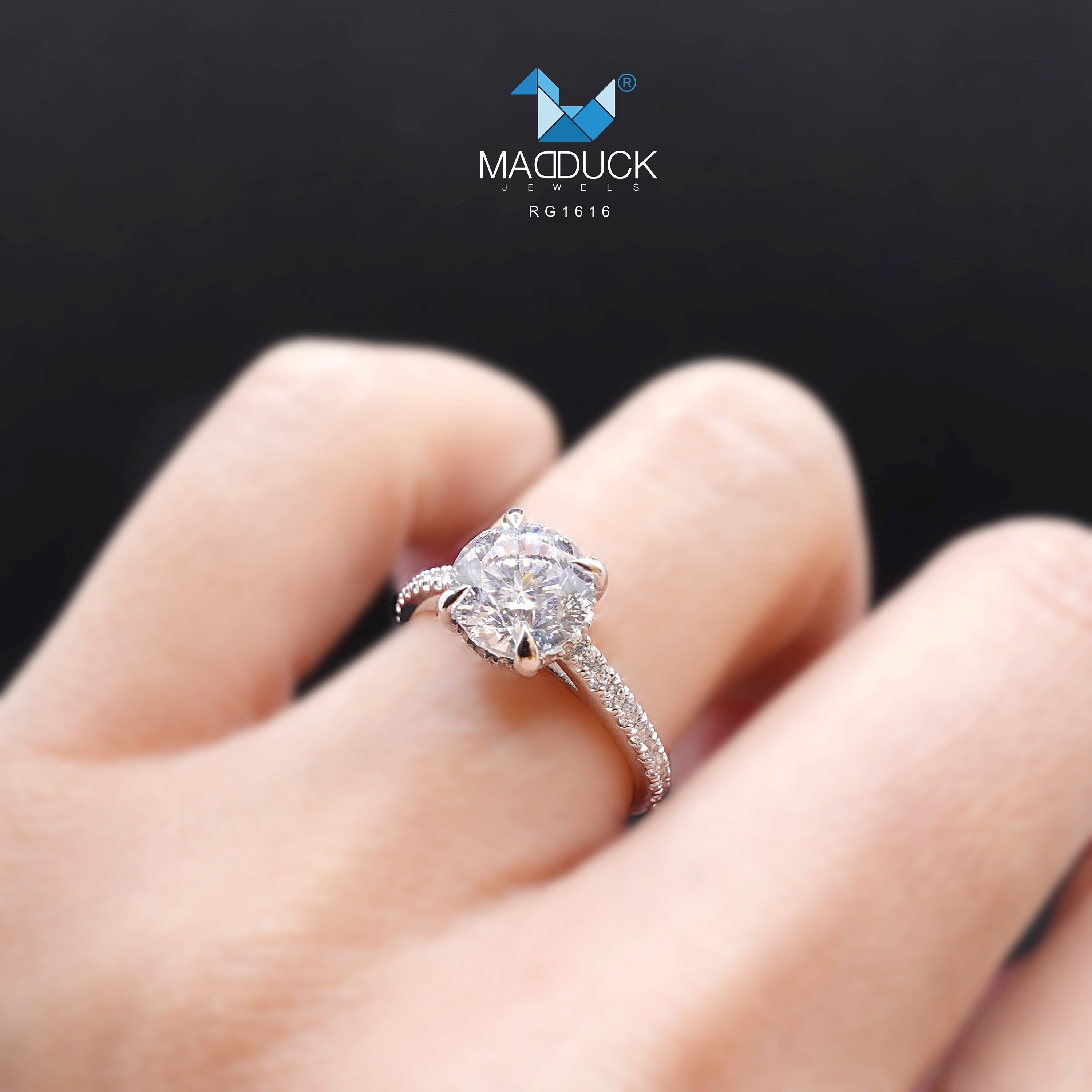 1.50 Cts Cubic Zirconia / Sterling Silver 925 Ring / Rhodium