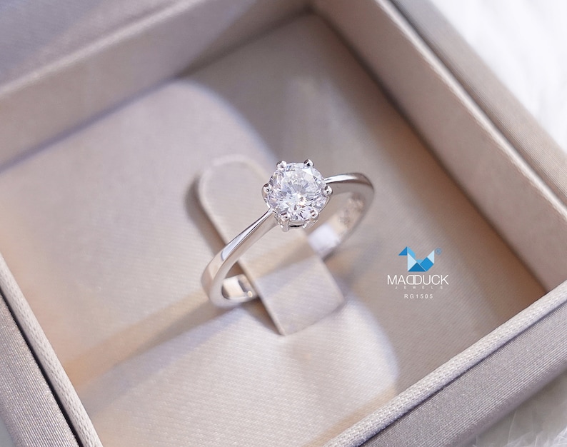 0.50 Cts Cubic Zirconia / Sterling Silver 925 Ring / Rhodium plated Nickel-Free / MadDuckJewels RG1505 image 1