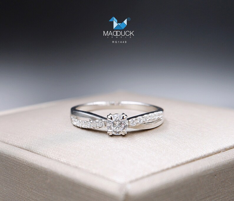0.23 Cts Cubic Zirkonia / Sterling Silber 925 Ring / Rhodiniert Nickel-Frei / MadDuckJewels RG1449 Bild 3