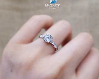 0.60 Cts Cubic Zirconia / Sterling Silver 925 Ring / Rhodium plated Nickel-Free / MadDuckJewels RG1606