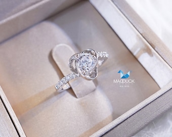 0.60 Ct Moissanite Engagement Ring, Lab Grown Diamond or CZ, Sterling Silver 925 Wedding Band, Promise Ring Anniversary Gift, RG1535