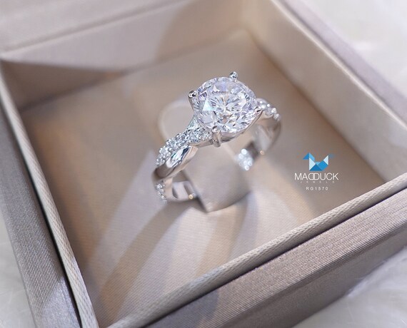 2.00 Cts Cubic Zirconia / Sterling Silver 925 Ring / Rhodium - Etsy