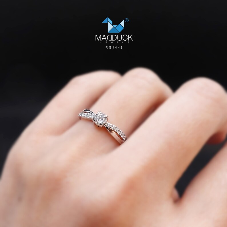 0.23 Cts Cubic Zirkonia / Sterling Silber 925 Ring / Rhodiniert Nickel-Frei / MadDuckJewels RG1449 Bild 2