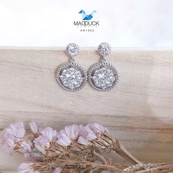 Orecchino In Argento Sterling Con Zirconia Cubica A Foglia